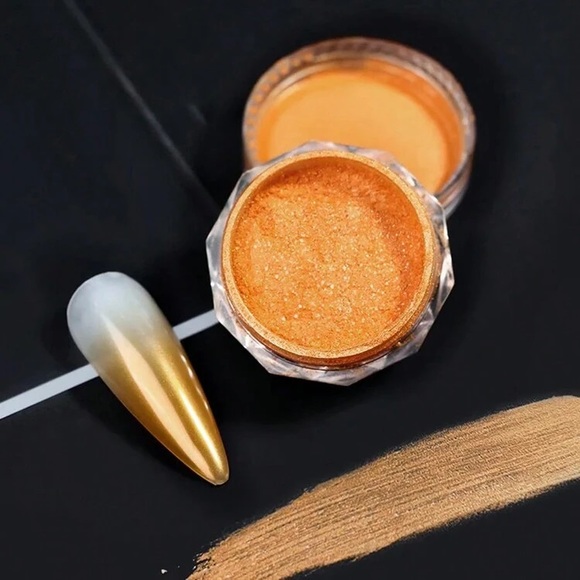 Orange Gradient Nail Art Powder Pigment Neon Mirror Effect Chrome Dust Pearl - Picture 2 of 6